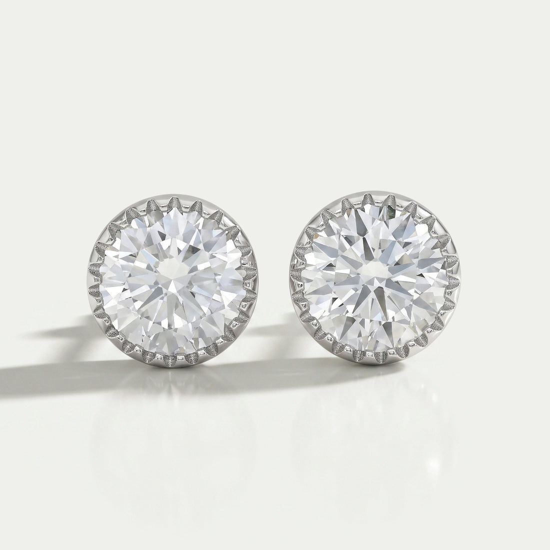 Round Lab Diamond Milgrain Stud Earrings Earrings