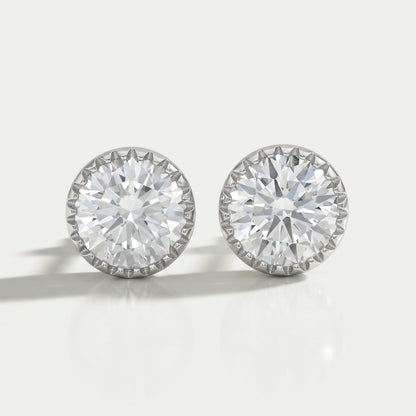 Round Lab Diamond Milgrain Stud Earrings Earrings