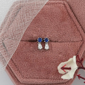 Sapphire Round Cut Lab Gemstone Dangle Earrings