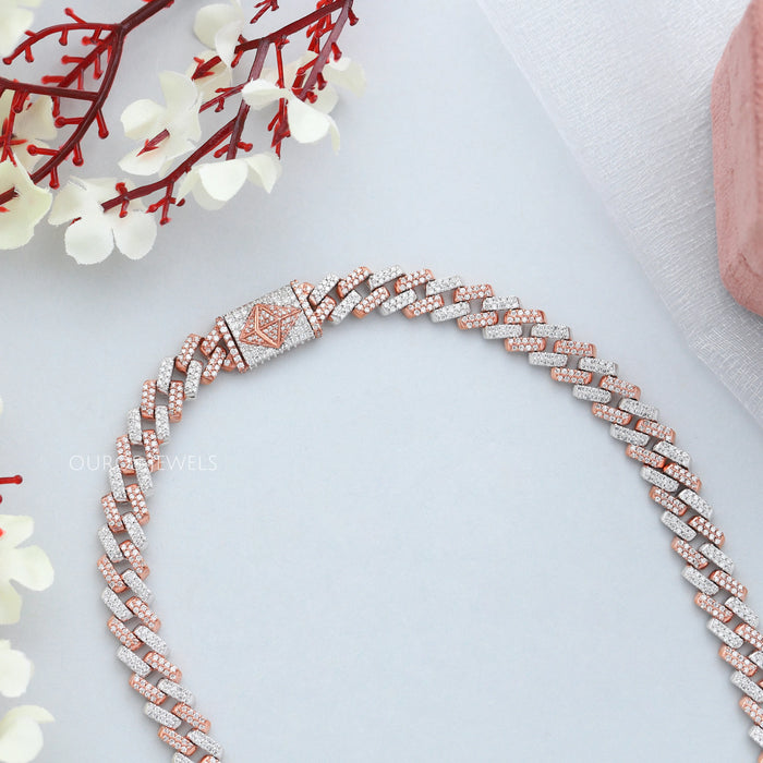 Two Tone Round Cut Miami Cuban Chain Men's Necklace