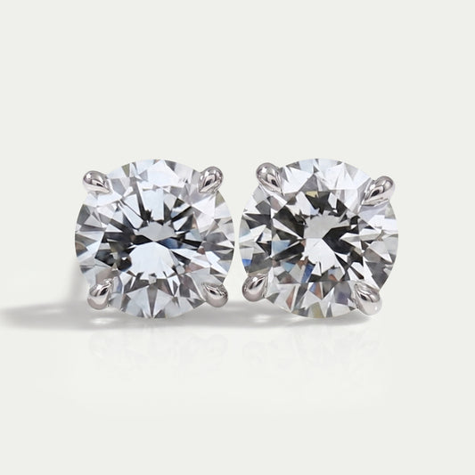 Clou d'oreille en diamant de laboratoire vert clair de forme ronde