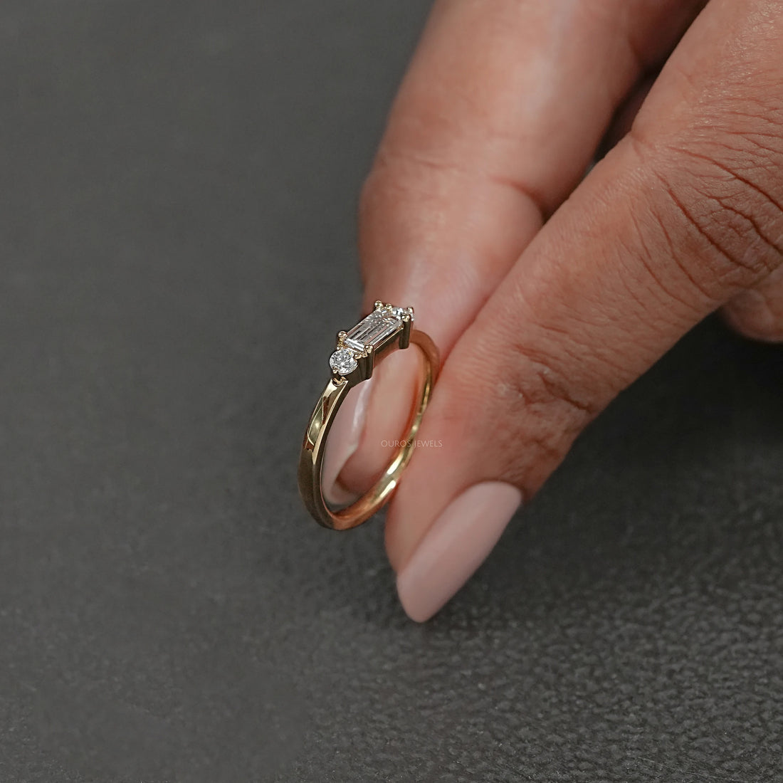 Baguette Cut Lab Diamond Dainty Ring Ring