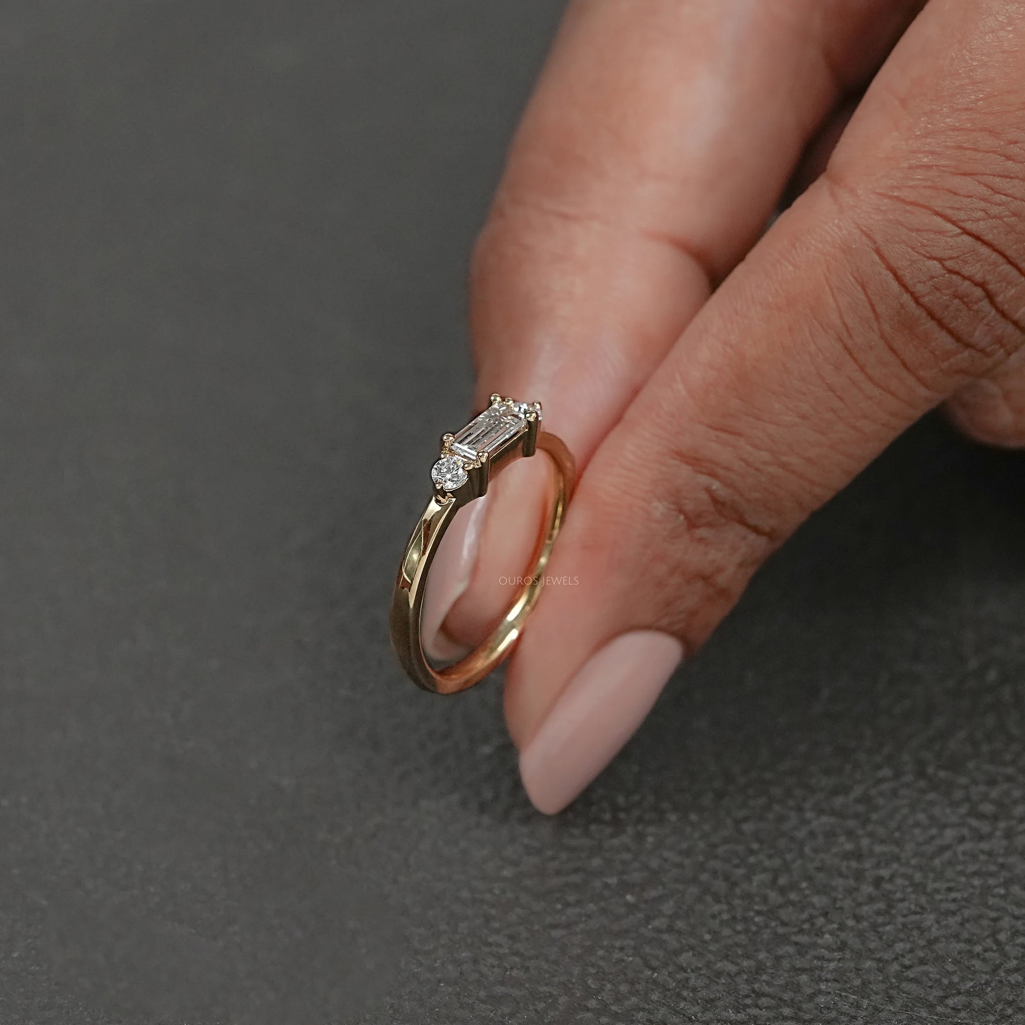 Baguette Cut Lab Diamond Dainty Ring Ring