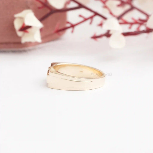 side view of round cut lab grown diamond men's promise ring