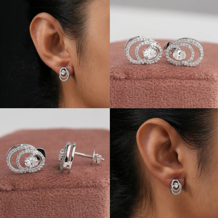 [Collage of Round Open Circle Stud Earrings for Women]-[Ouros Jewels]