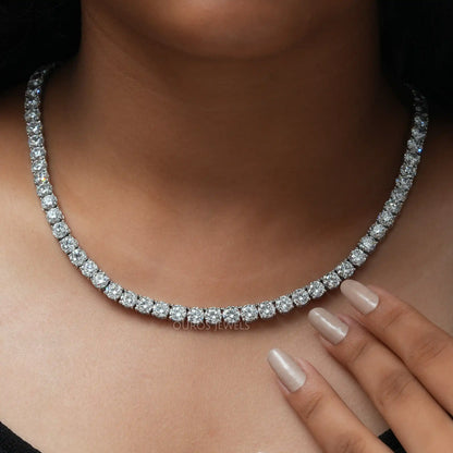 Round Cut Lab Diamond Tennis Necklace Set Necklaces