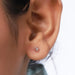 round cut diamond blushing rose infant earrings push back on ear