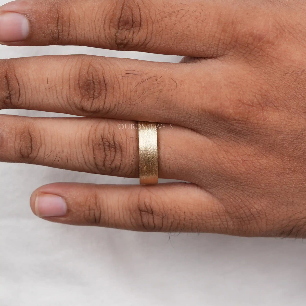 Brushed Hidden Round Diamond Wedding Band For Men