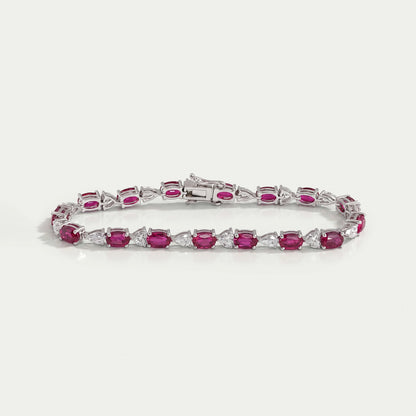 Ruby Oval and Diamond Tennis Bracelet Bracelet
