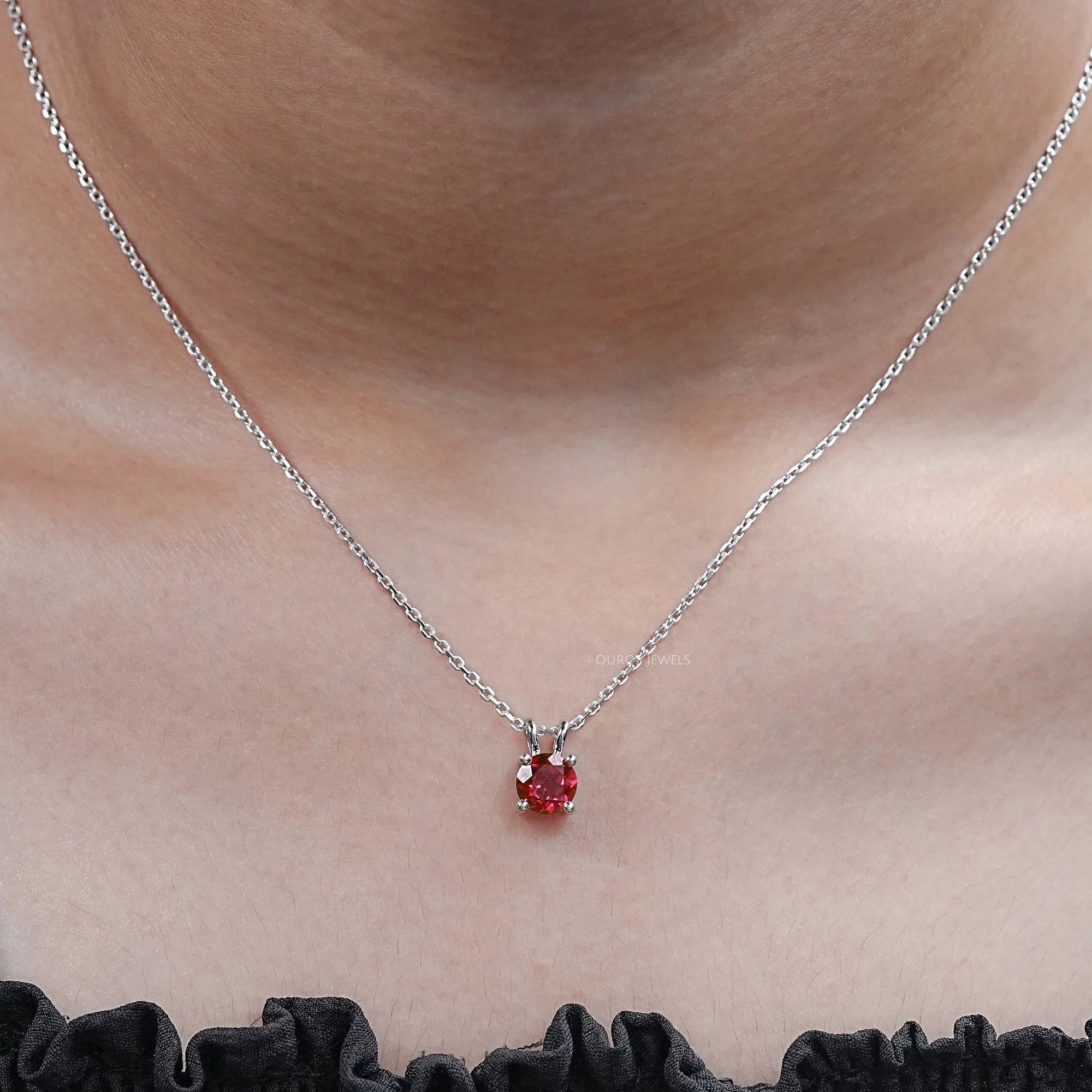 Round Cut Solitaire Gemstone Pendant