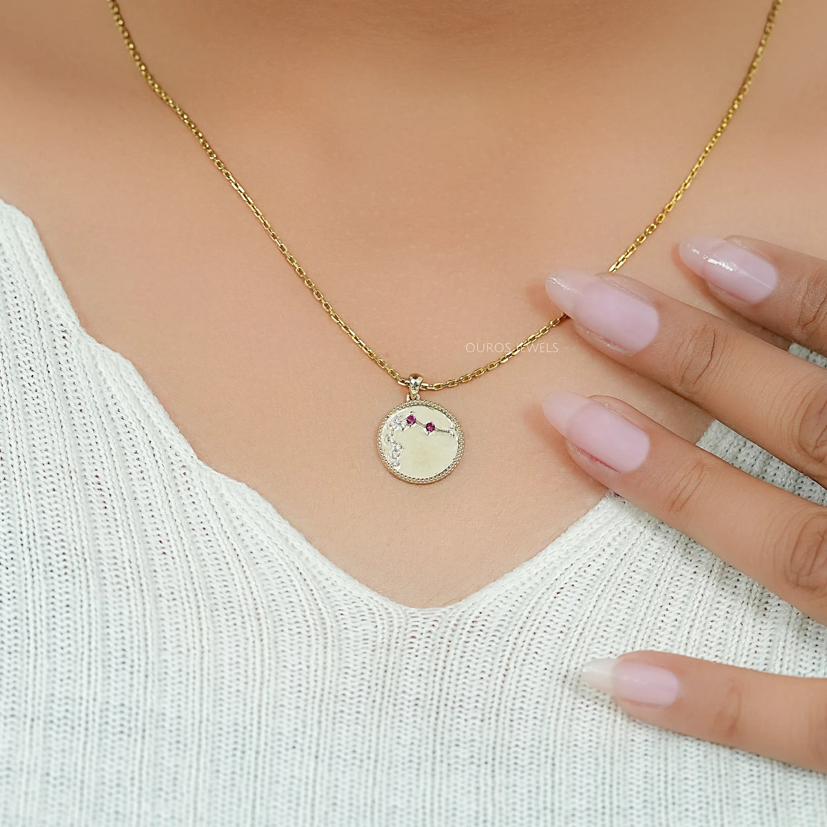 Aquarius Zodiac Ruby Gemstone Pendant Necklaces