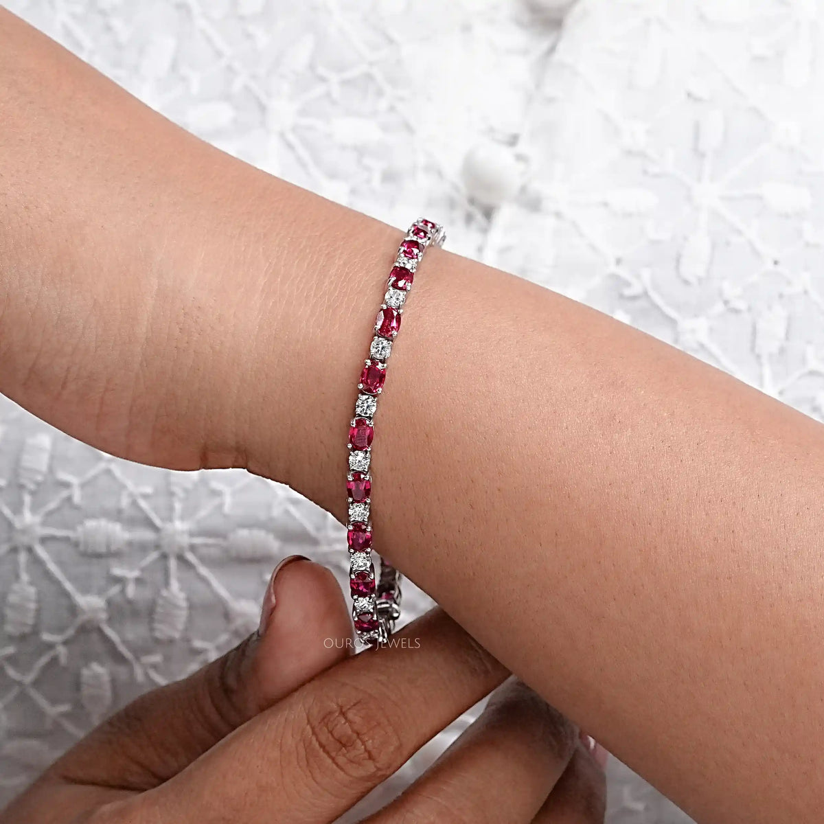 Ruby Oval Gemstone Bracelet