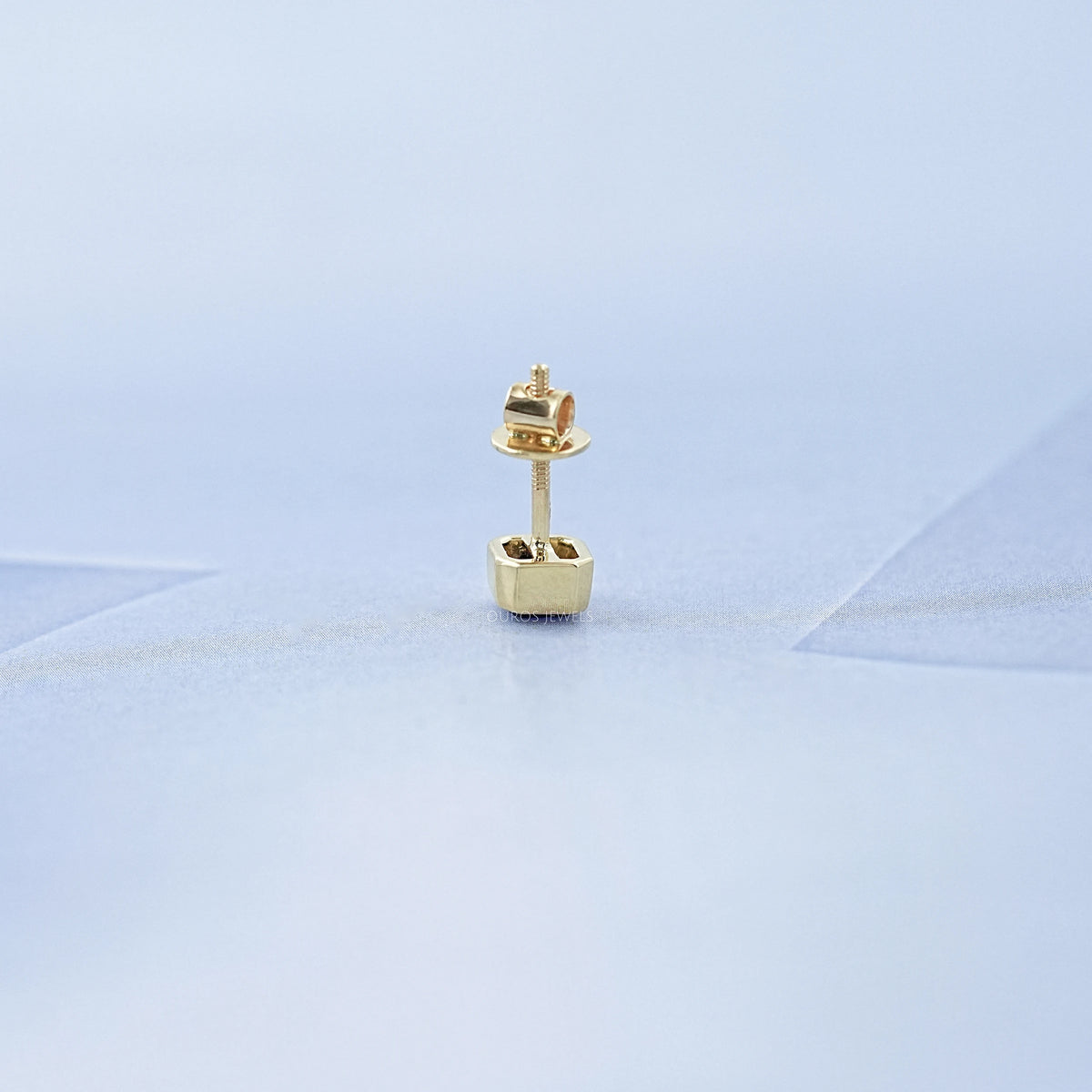 Sapphire Asscher Gemstone Bezel Men's Stud Earring