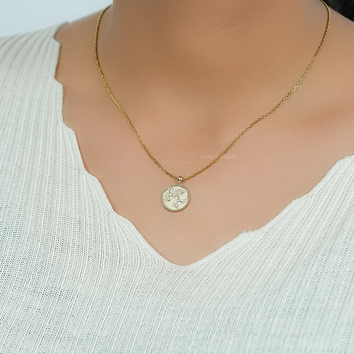 Sagittarius Sign Zodiac Yellow Gemstone Pendant Necklaces