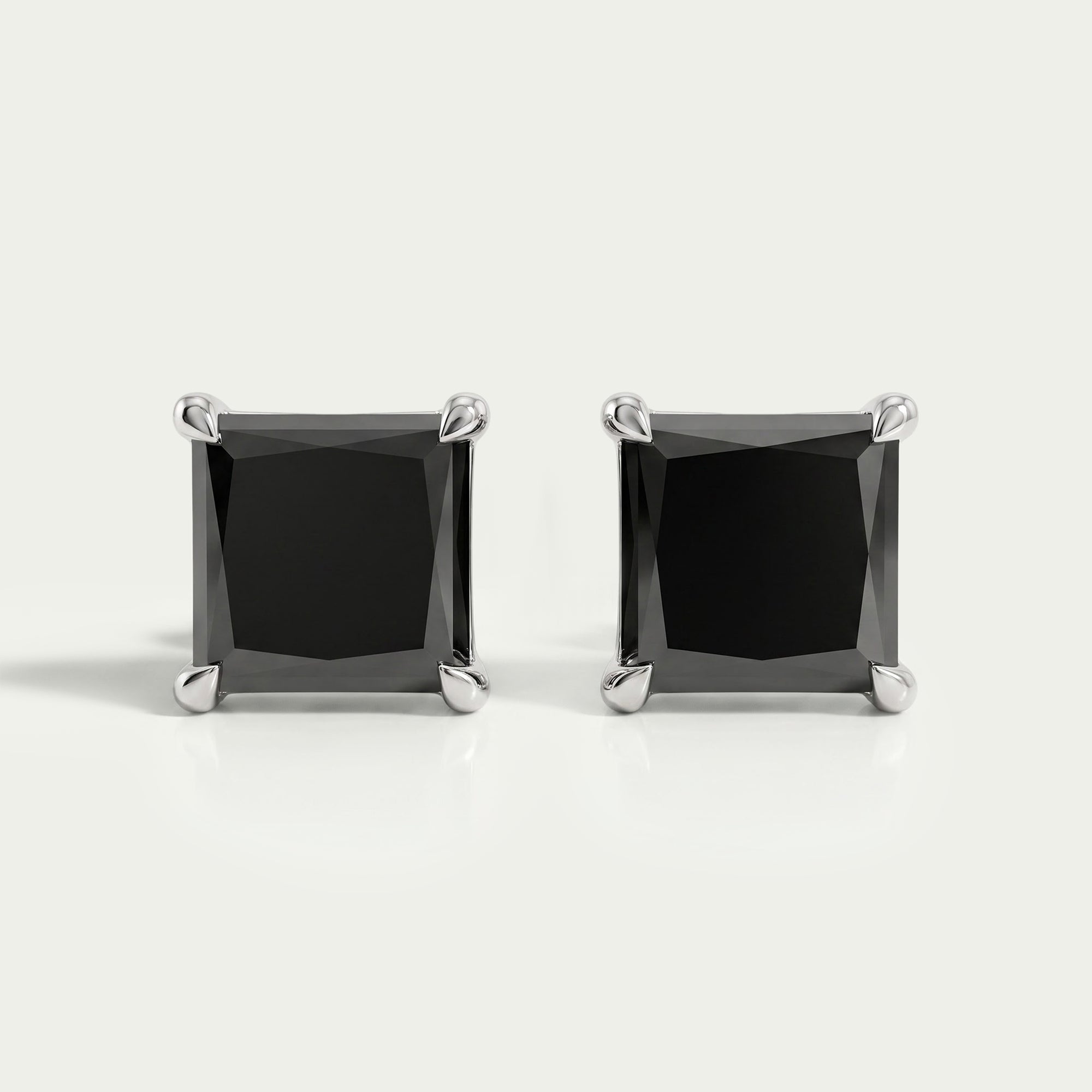 Salt Pepper Princess Cut Stud Earrings