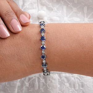 Sapphire Cushion Cut  Lab Grown Gemstone Bracelet