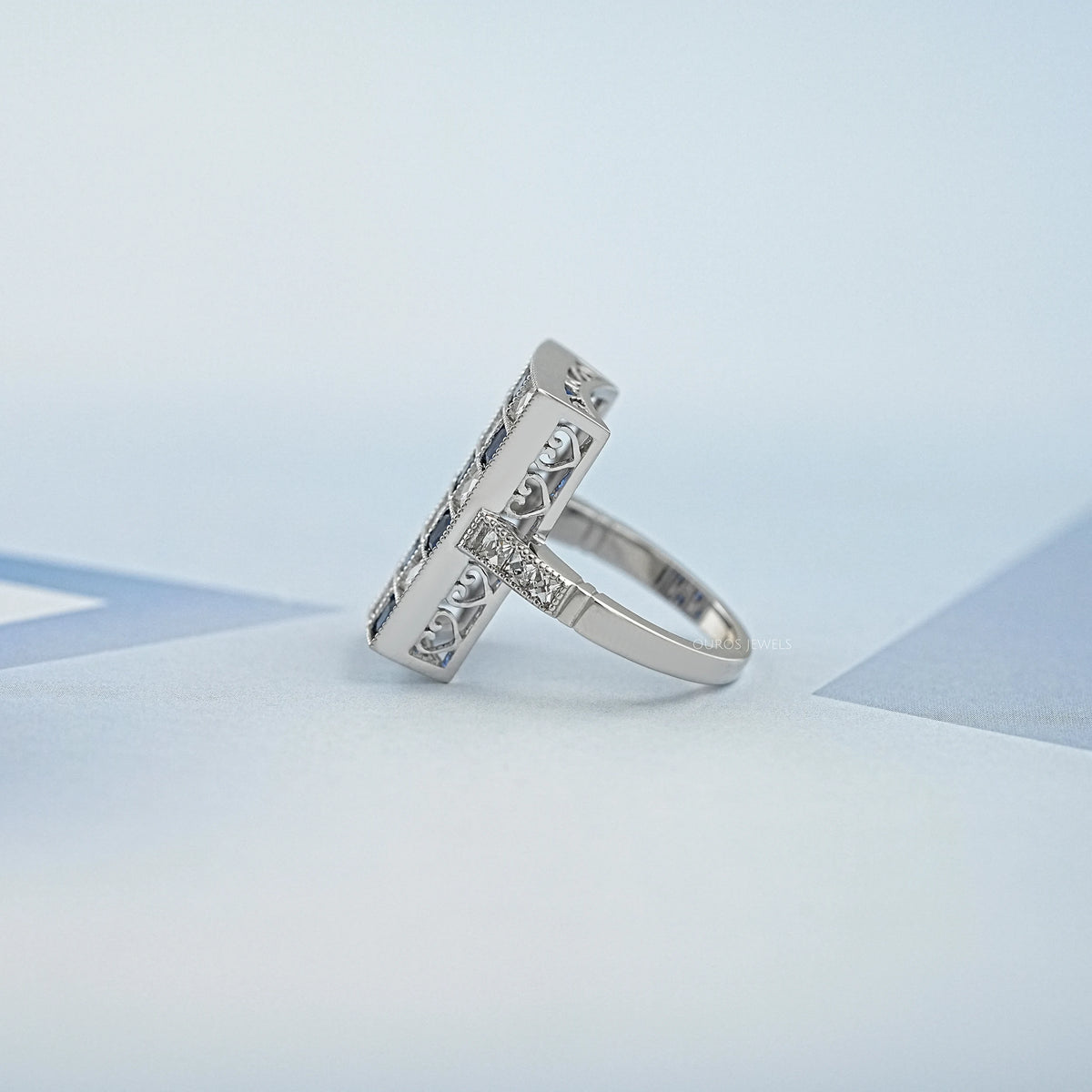 Sapphire And French Cut Lab Diamond Vintage Ring Ring