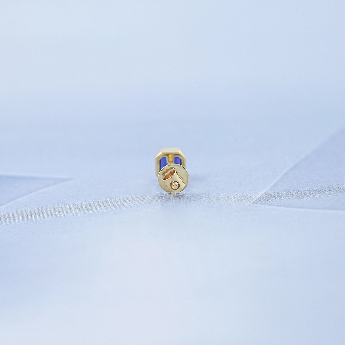 Sapphire Asscher Gemstone Bezel Men's Stud Earring
