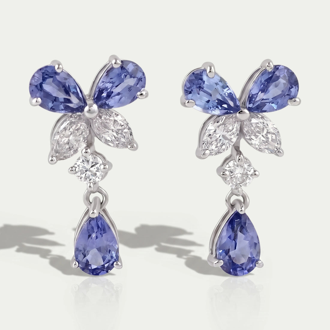 Sapphire Pear And Marquise Lab Diamond Drop Earrings Earrings