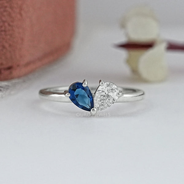 Sapphire Pear Gemstone Toi Moi Engagement Ring