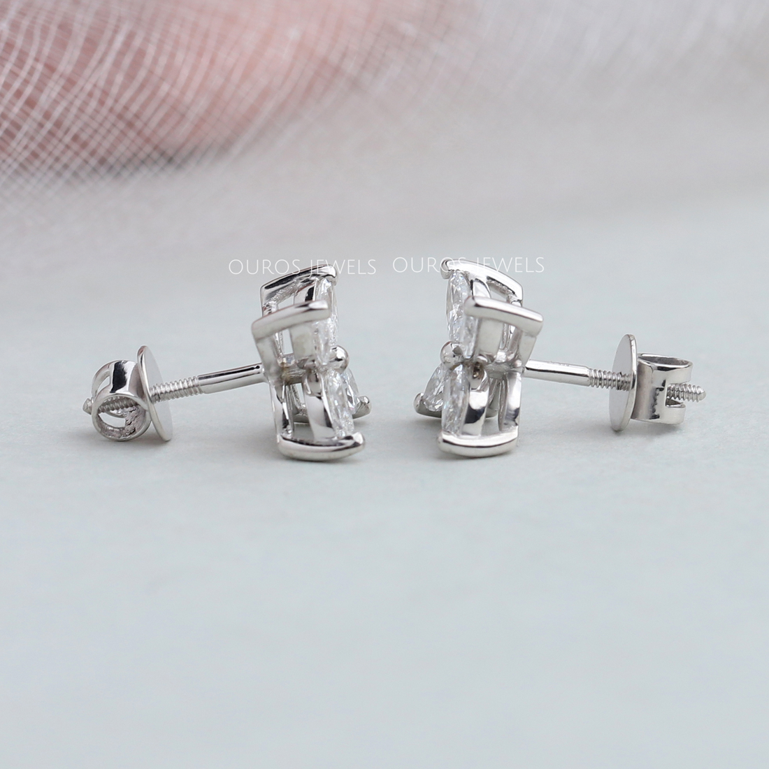 Marquise Cut Flower Diamond Stud Earrings Earring