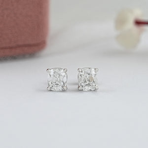 Old Mine Cushion Lab Diamond Stud - IGI Certified