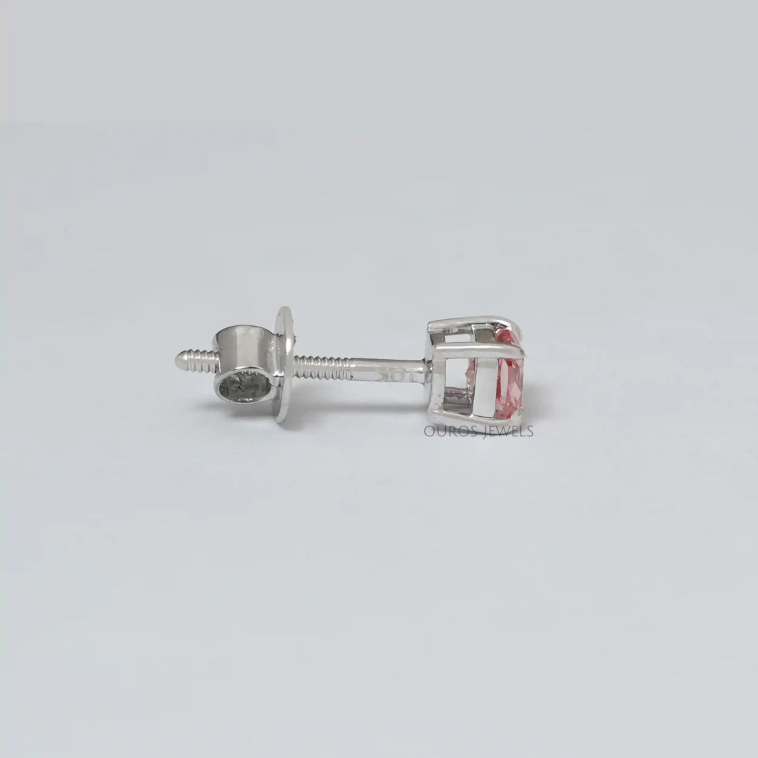 Pink Cushion Cut Single Stud Earring Earring