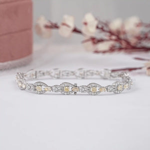 Yellow  Cushion  Cut  Halo link Bracelet