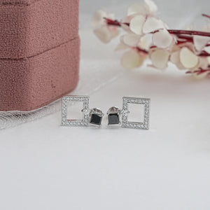 Boucles d'oreilles pendantes en diamants noirs taille princesse de laboratoire