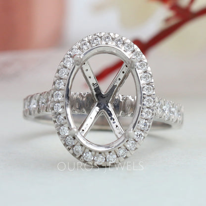 Semi Mount Halo Accent Diamond Ring