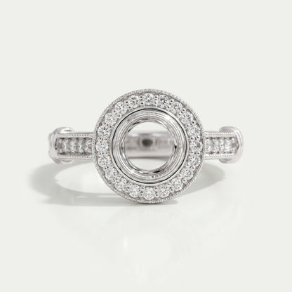 Semi Mount Halo Diamond Engagement Ring Ring