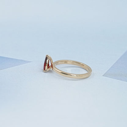 Garnet Pear Gemstone Solitaire Engagement Ring Ring