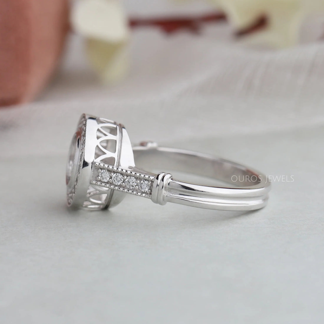 Semi Mount Halo Diamond Engagement Ring Ring