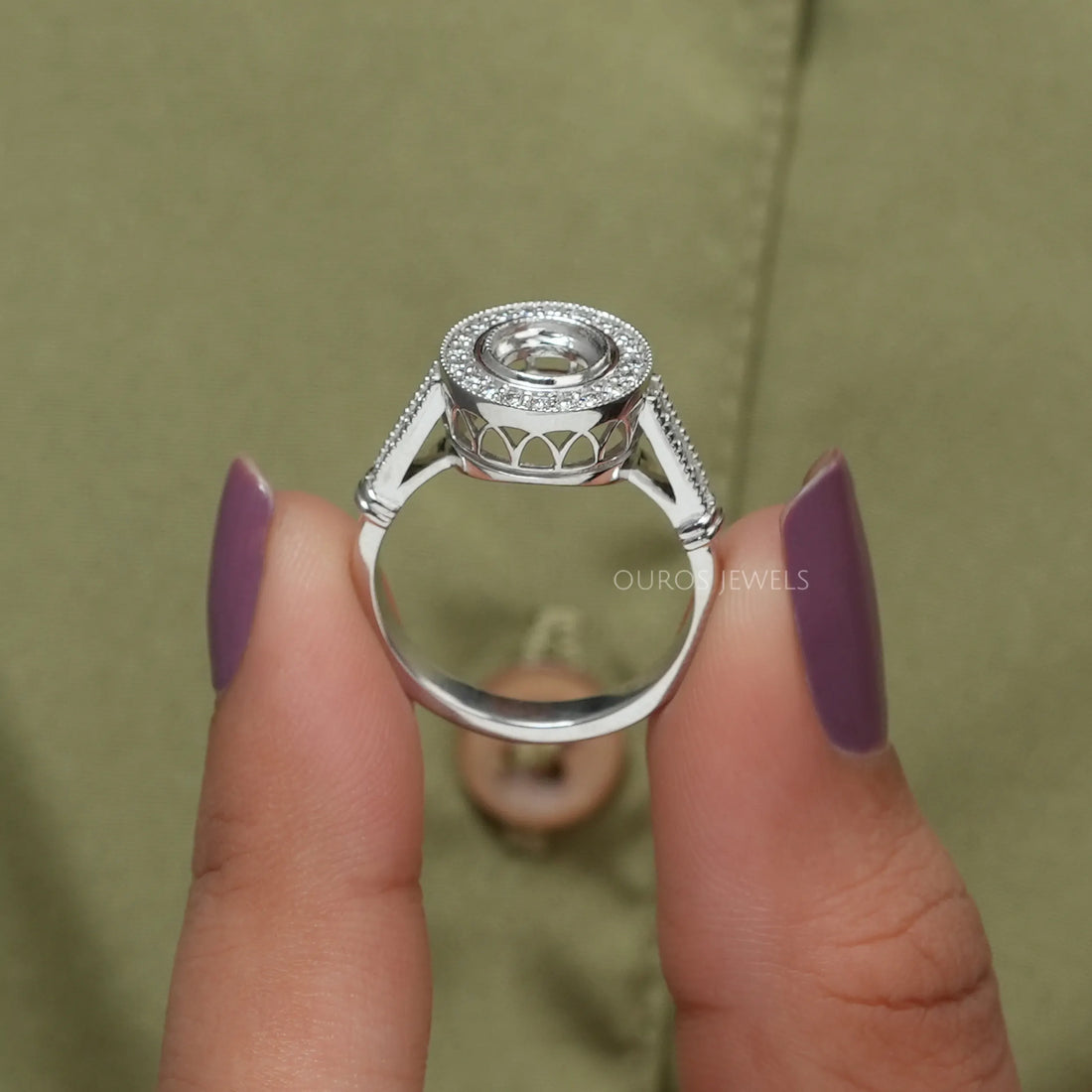 Semi Mount Halo Diamond Engagement Ring Ring