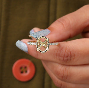 [A Women Showing Semi Mount Engagement Ring]-[Ouros Jewels]