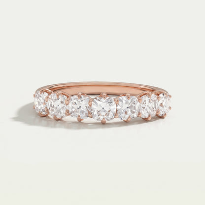 Seven Stone Old Mine Cushion Diamond Wedding Band Ring
