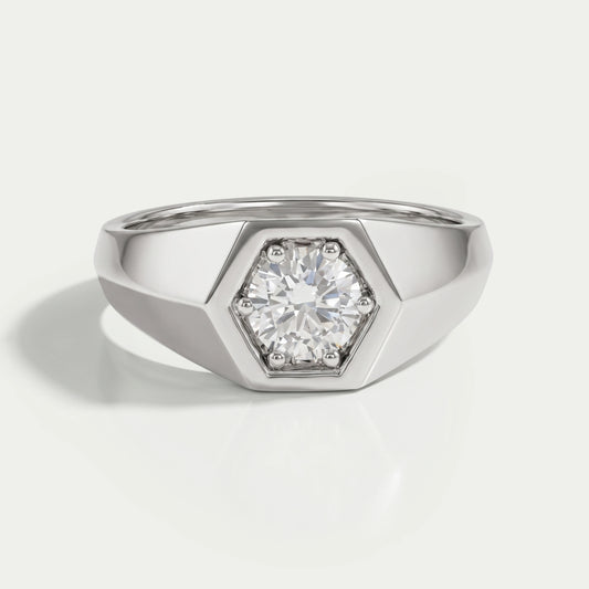Bague pour homme avec diamant taille ronde