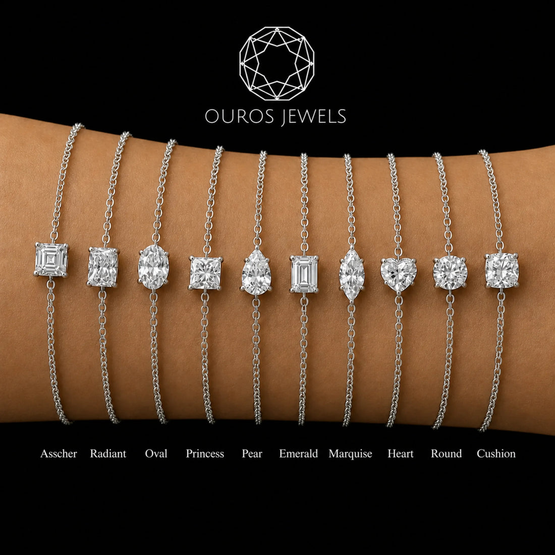 Multi Shape Lab Grown Diamond Solitaire Bracelet