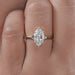 front view of marquise cut diamond 6 prong solitaire engagement ring in finger