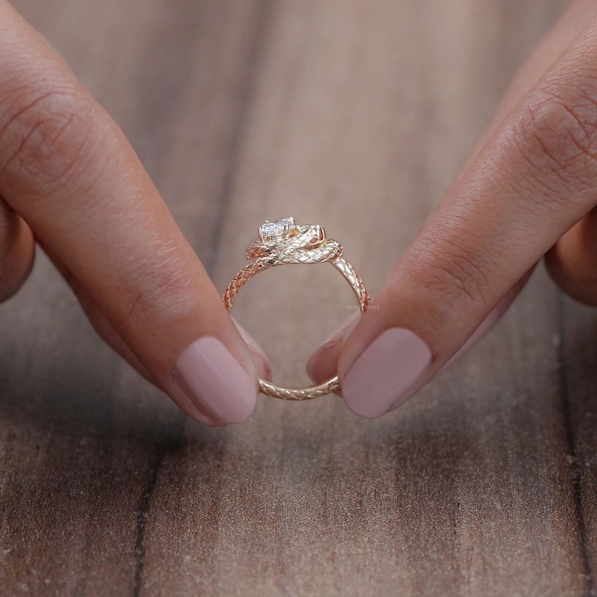 Snake Shaped Lab Diamond Anniversary Ring Rings