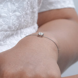 Princess Cut Lab Diamond Solitaire Chain Bracelet