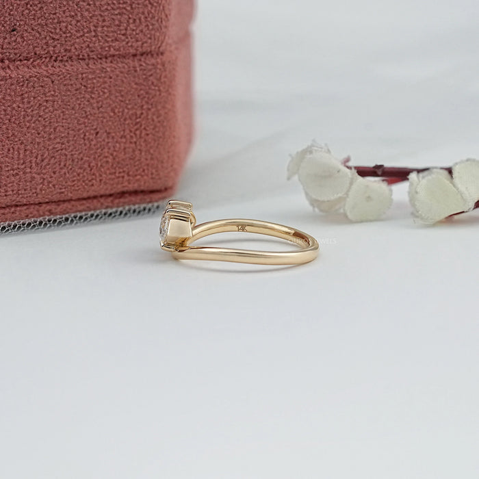 Marquise Lab Diamond Solitaire Curved Ring