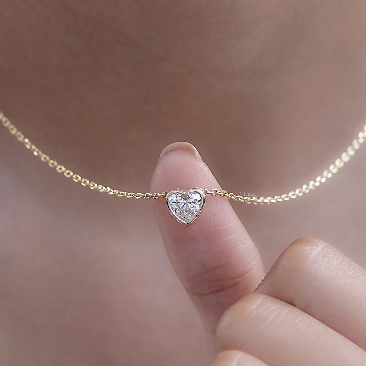 Heart Cut Lab Diamond Solitaire Bezel Pendant Necklaces