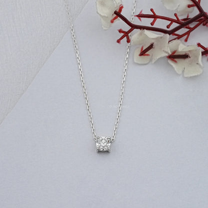 Square Old Mine Cushion Lab Diamond Solitaire Pendant Necklaces