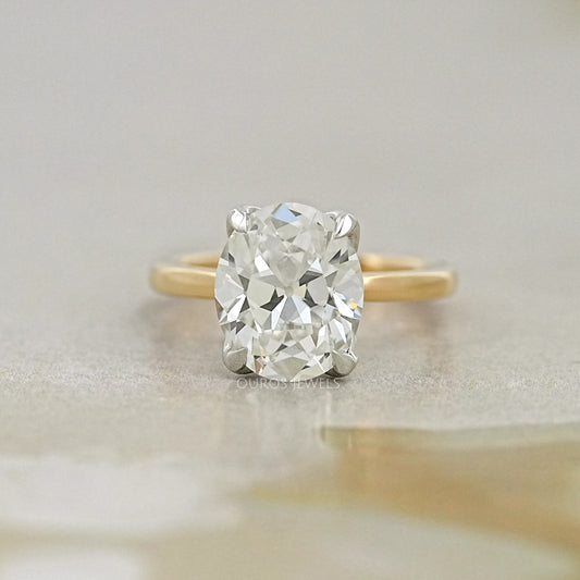 Solitaire Old Mine Cut Oval Diamond Engagement Ring Rings