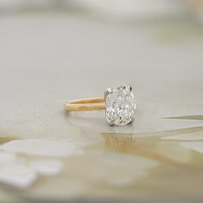 Solitaire Old Mine Cut Oval Diamond Engagement Ring Rings