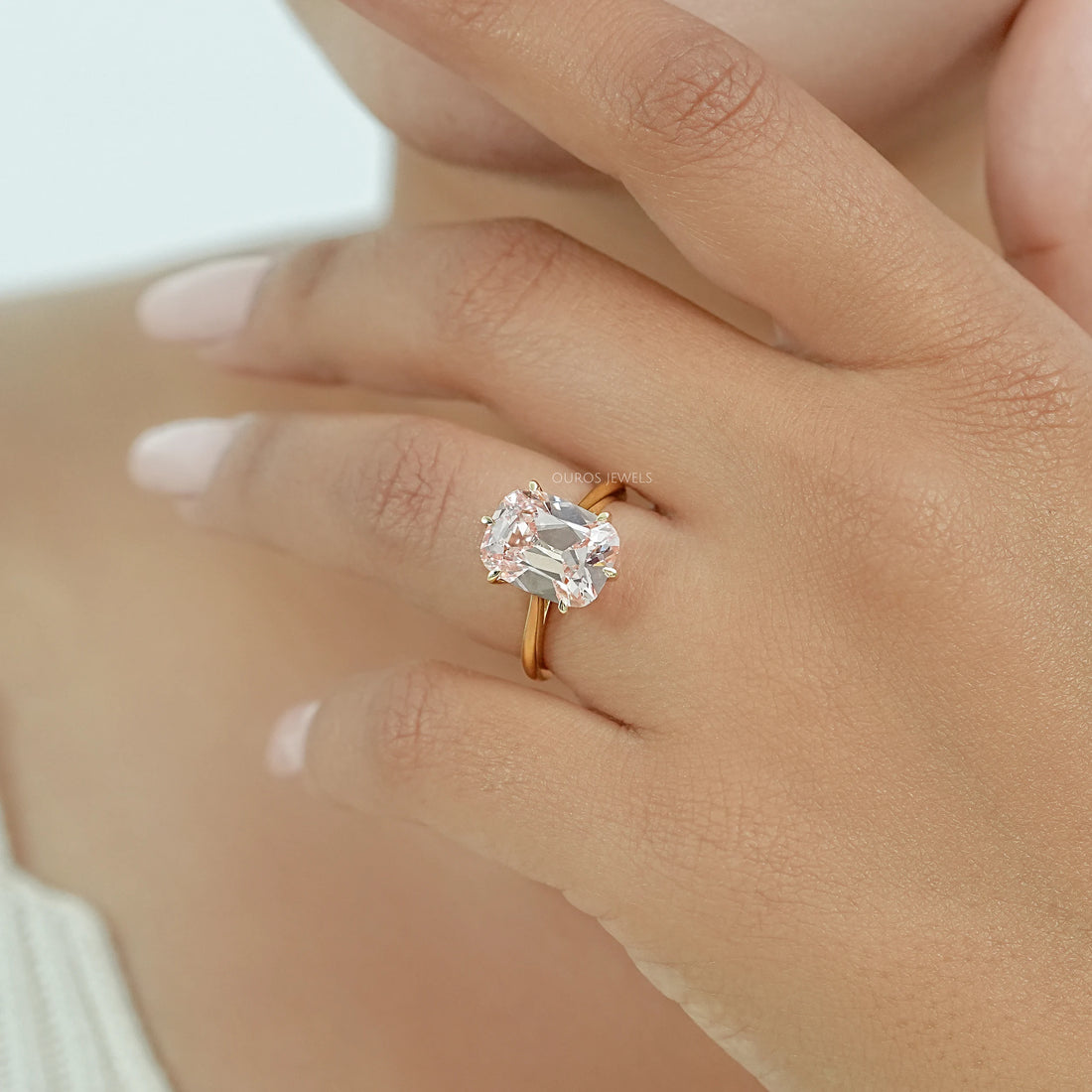 Fancy Intense Pink Old Mine Cushion Cut Solitaire Ring Ring
