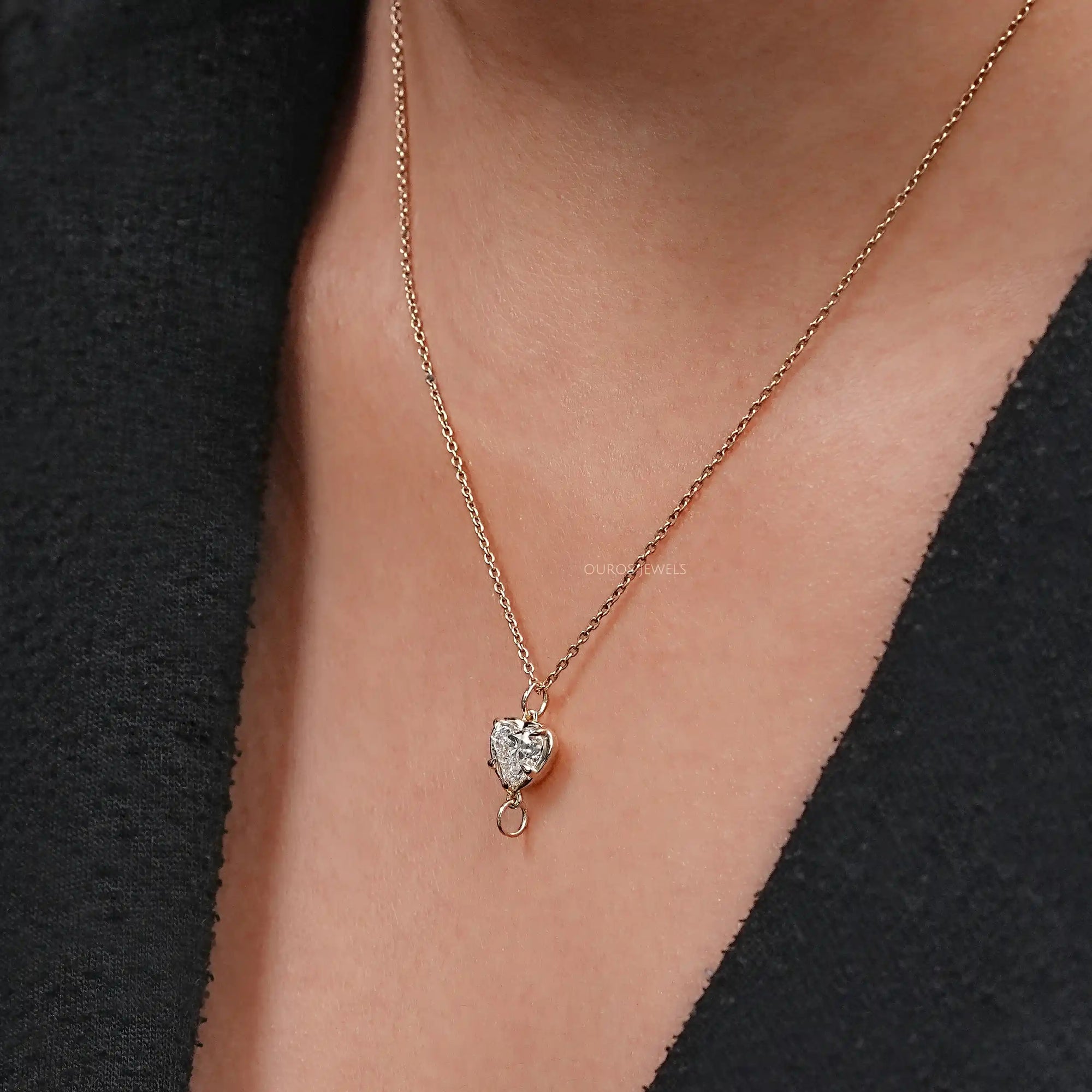 Solitaire Heart Cut Lab Grown Diamond Pendant Necklaces