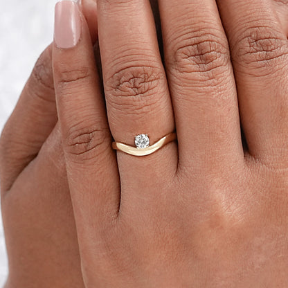 Round Cut Lab Grown Diamond Curved Solitaire Ring Rings