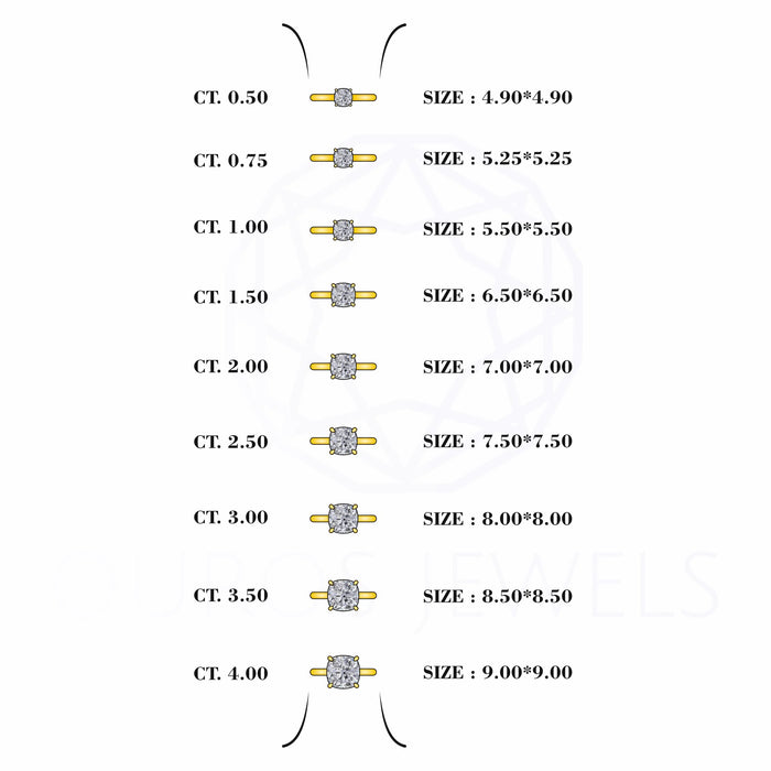 Bague de fiançailles taille coussin avec halo caché